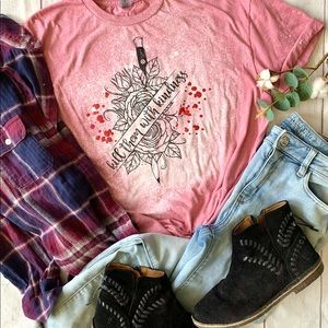 NEW Kill Them With Kindness Graphic Logo T-shirt